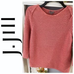 J. Jill peachy pink chunky cable knit sweater. Size small.